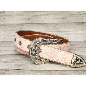 Western Belt Girl's 28" Pink Shyanne Leather Shimmer Glitz Cowgirl Belt
